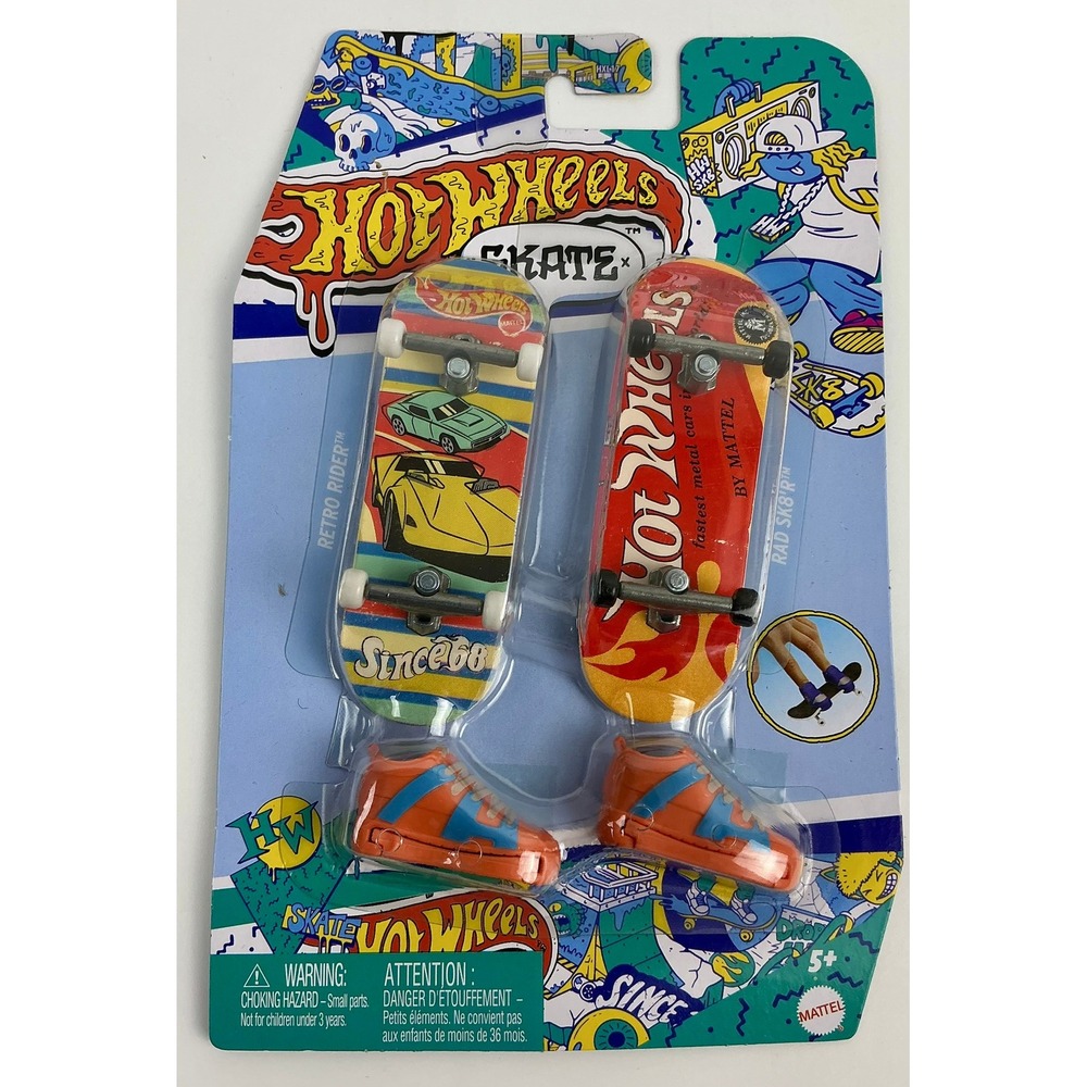 Hot Wheels Skate Fingerboard 2 Pack Rad Sk8 Retro Rider Mattel New‎